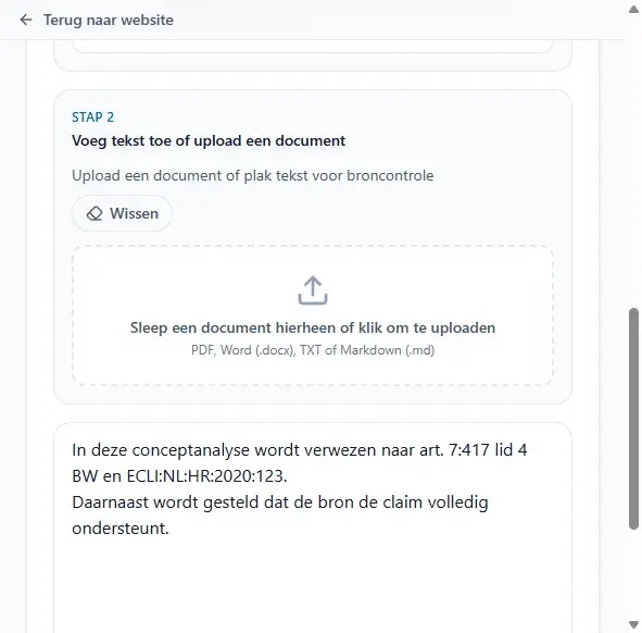 Stap 1 - Tekst invoeren in VeriLeges