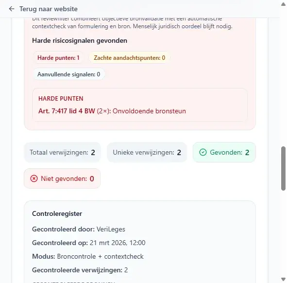 Stap 4 - Verificatierapport met signalen